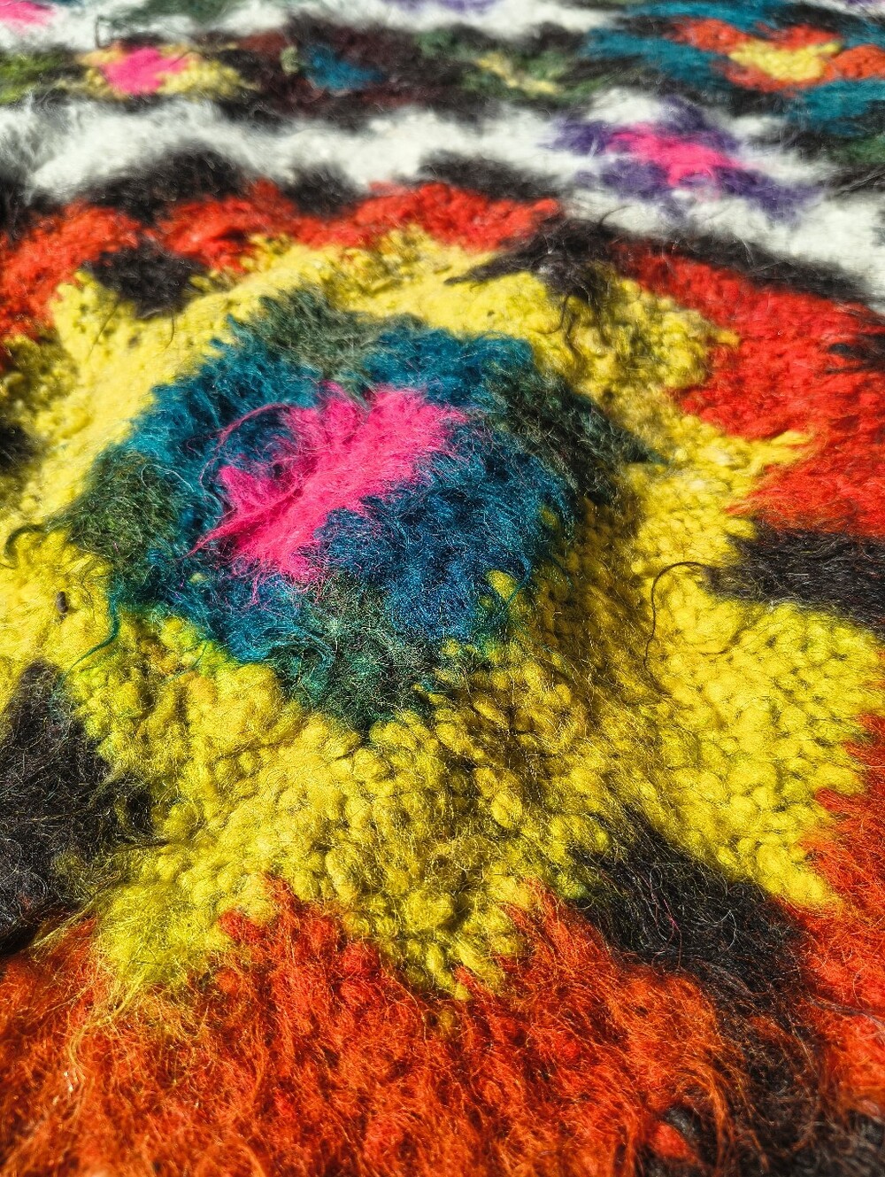 Handwoven Ukranian Wool Rug Colorful Geometric - Picture 4 of 12